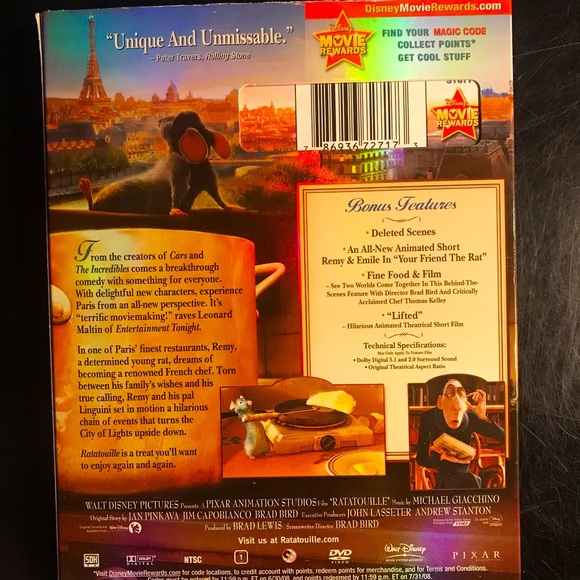 RARE-Disney’s Pixar 2007 “Ratatouille” DVD - Picture 4 of 5